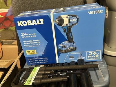 Kobalt 1/2” brushless impact gun+attachments