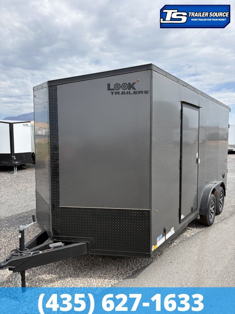 7.5x16 Look Element SE Enclosed Cargo Trailer - 7'0" Interior - 7K GVWR - .080 PolyCor, Alloy Wheels, Black Out Package, Rear