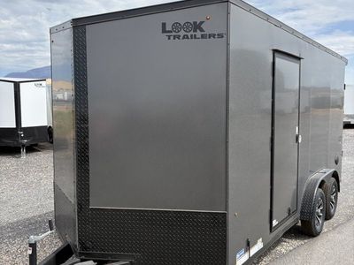7.5x16 Look Element SE Enclosed Cargo Trailer - 7'0" Interior - 7K GVWR - .080 PolyCor, Alloy Wheels, Black Out Package, Rear