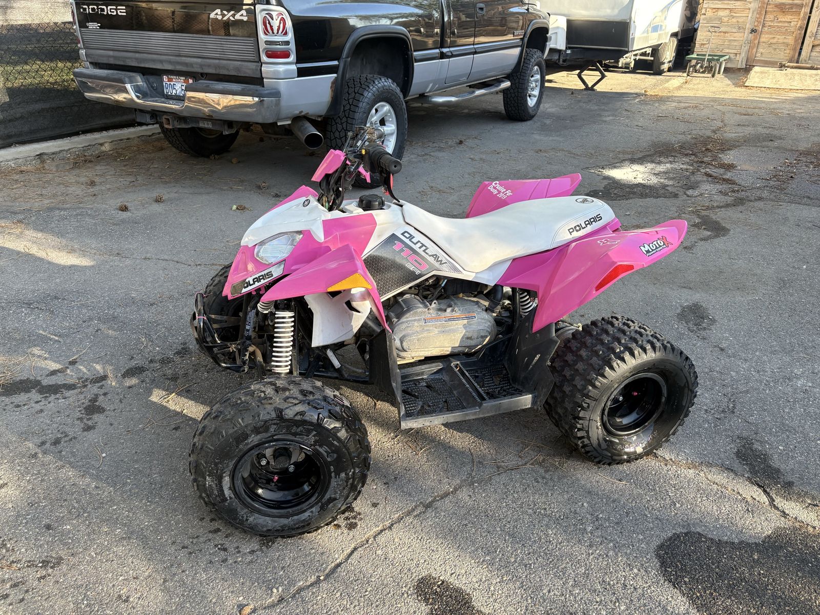 Polaris Outlaw 110 EFI Pink and White Youth ATV Quad 2016