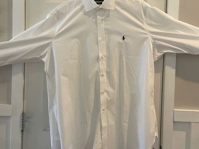 New Polo Ralph Lauren Men's Dress Shirt XL (18 34/35) White Easy Care 100% Cotton Stretch