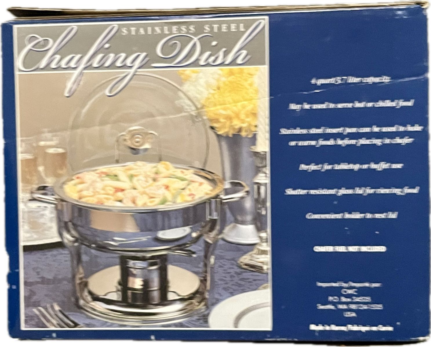 Stainless Steel Chafing Dish Set - 4 Quart / 3.7 Liter Capacity - Buffet Server