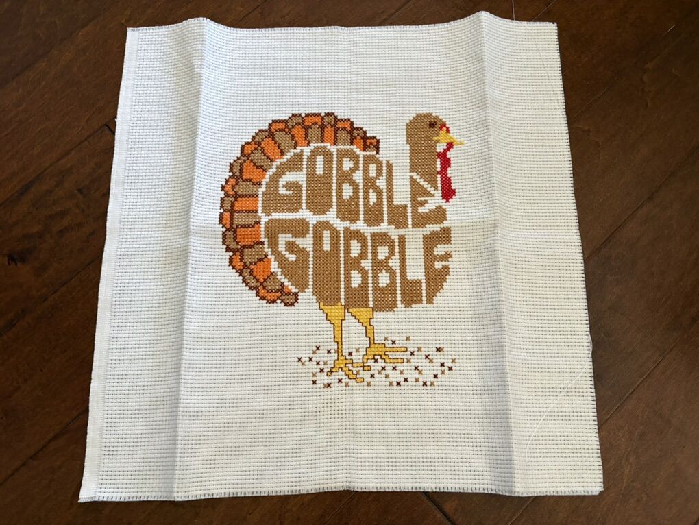 Cross Stitch Of Turkey W/ Gobble Gobble Body