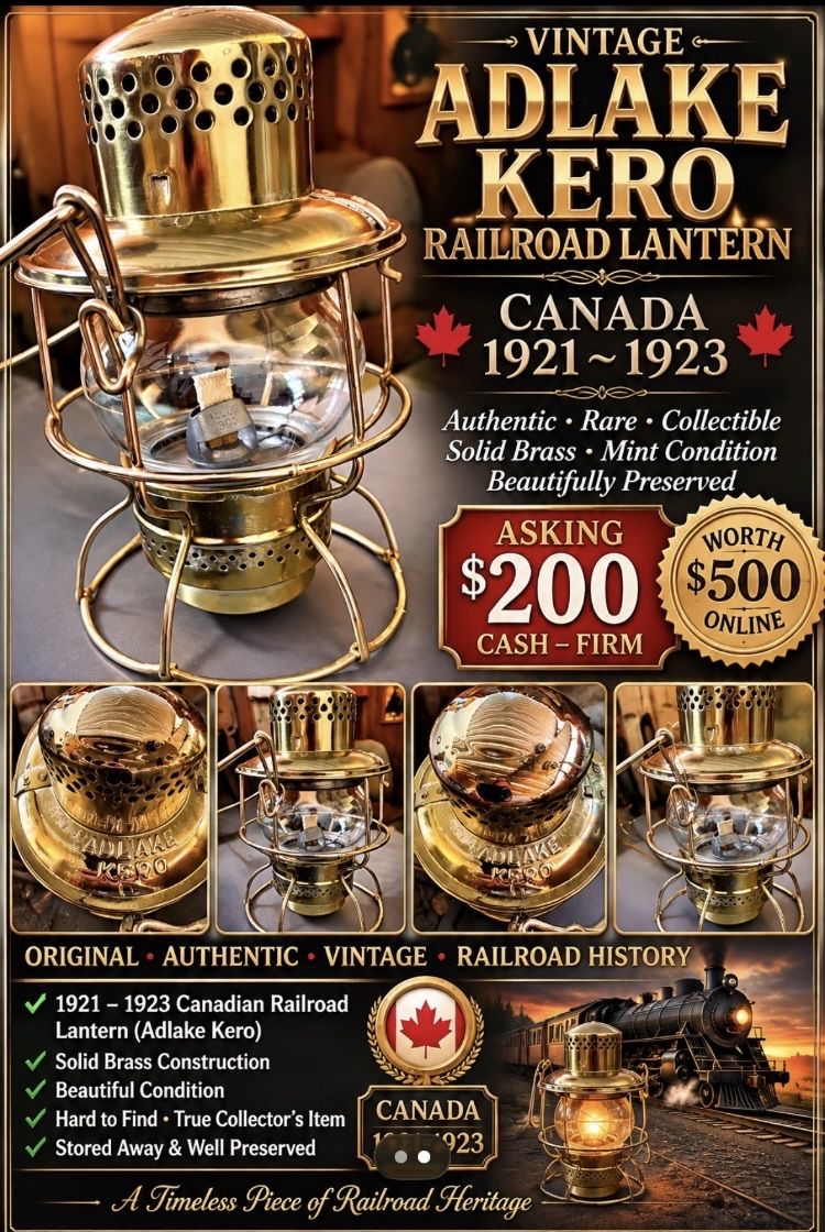 Adlake Vintage Railroad Lantern 1921-1923 (Canada)