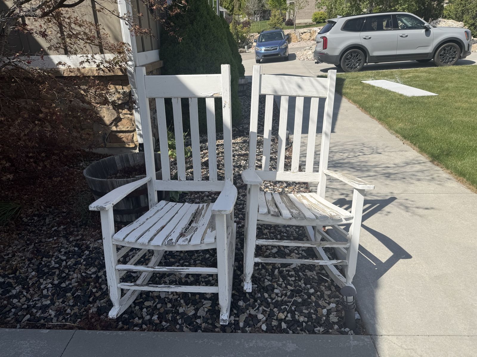 White rocking chairs for porch