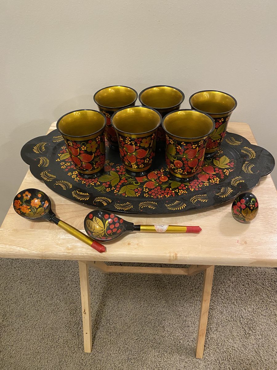 Beautiful Russian Hand-Painted Tea/Serving Set – From Russia – Never Used – $60 OBO