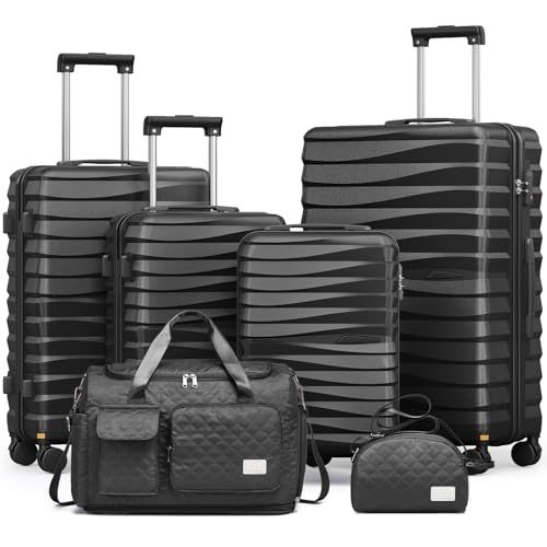 Joyway 6-Piece Hardside Luggage Set, Black