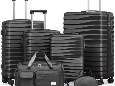 Joyway 6-Piece Hardside Luggage Set, Black