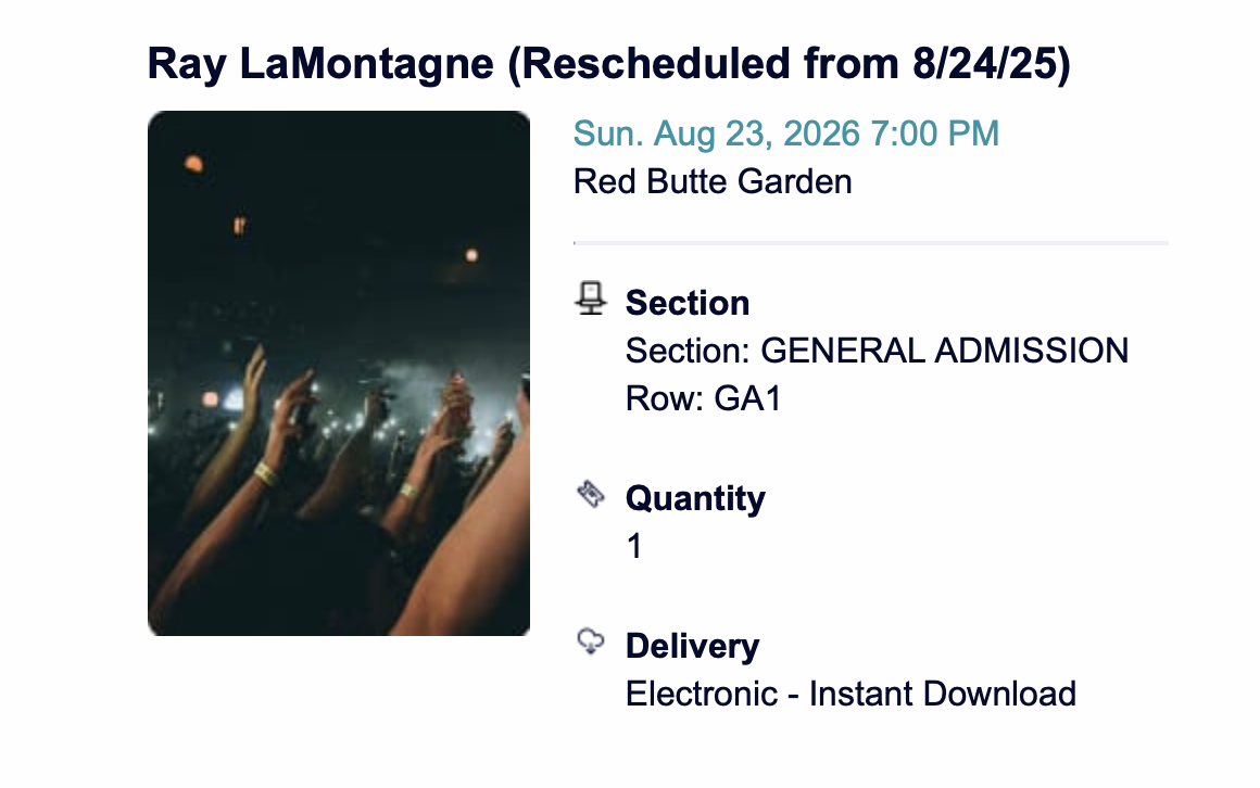 Ray La Montagne Ticket