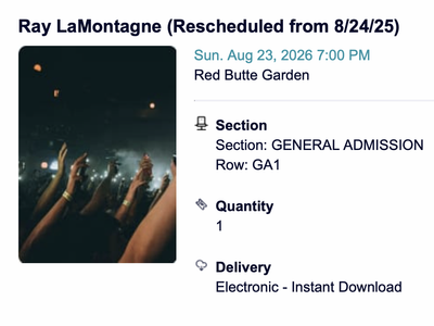 Ray La Montagne Ticket
