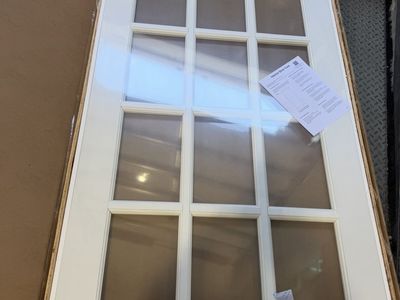 36" x 80" Clear Glass Slab Door, 15-Lite Glass French Interior Door, Pre-Finished Paintable Single Panel