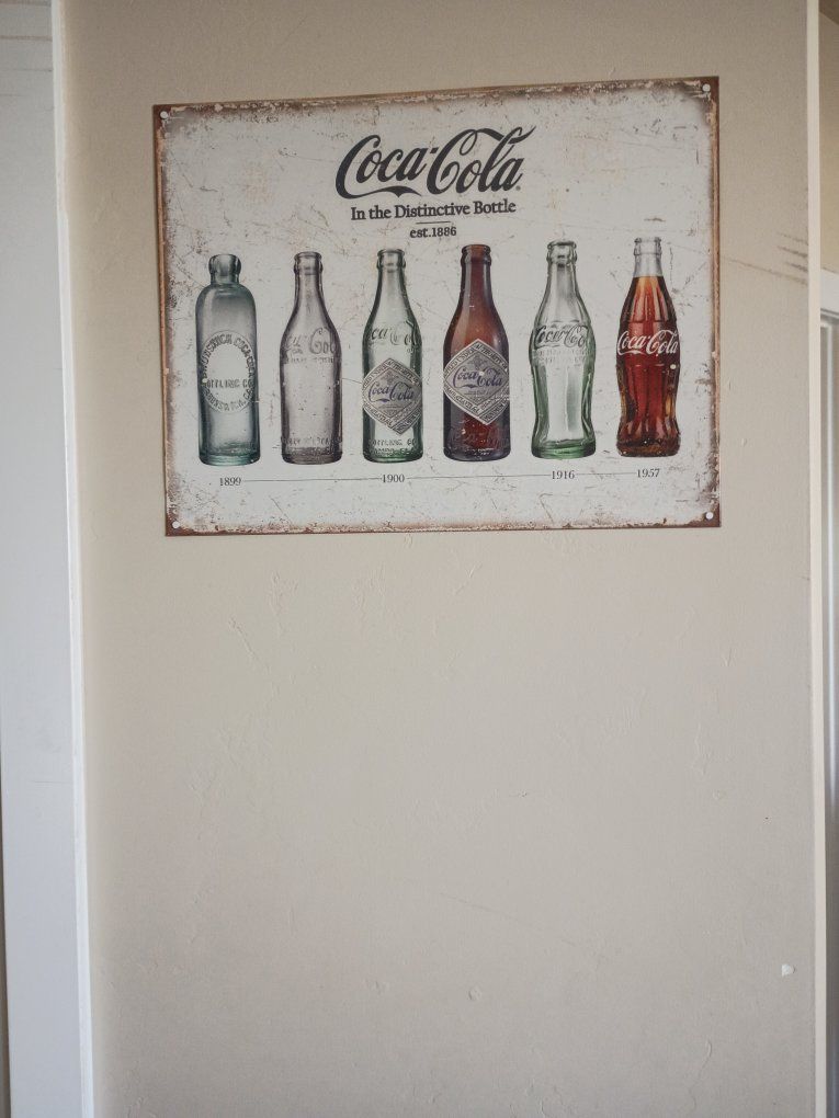 Vintage Coca-Cola Bottle Evolution Metal Wall Sign Decor
