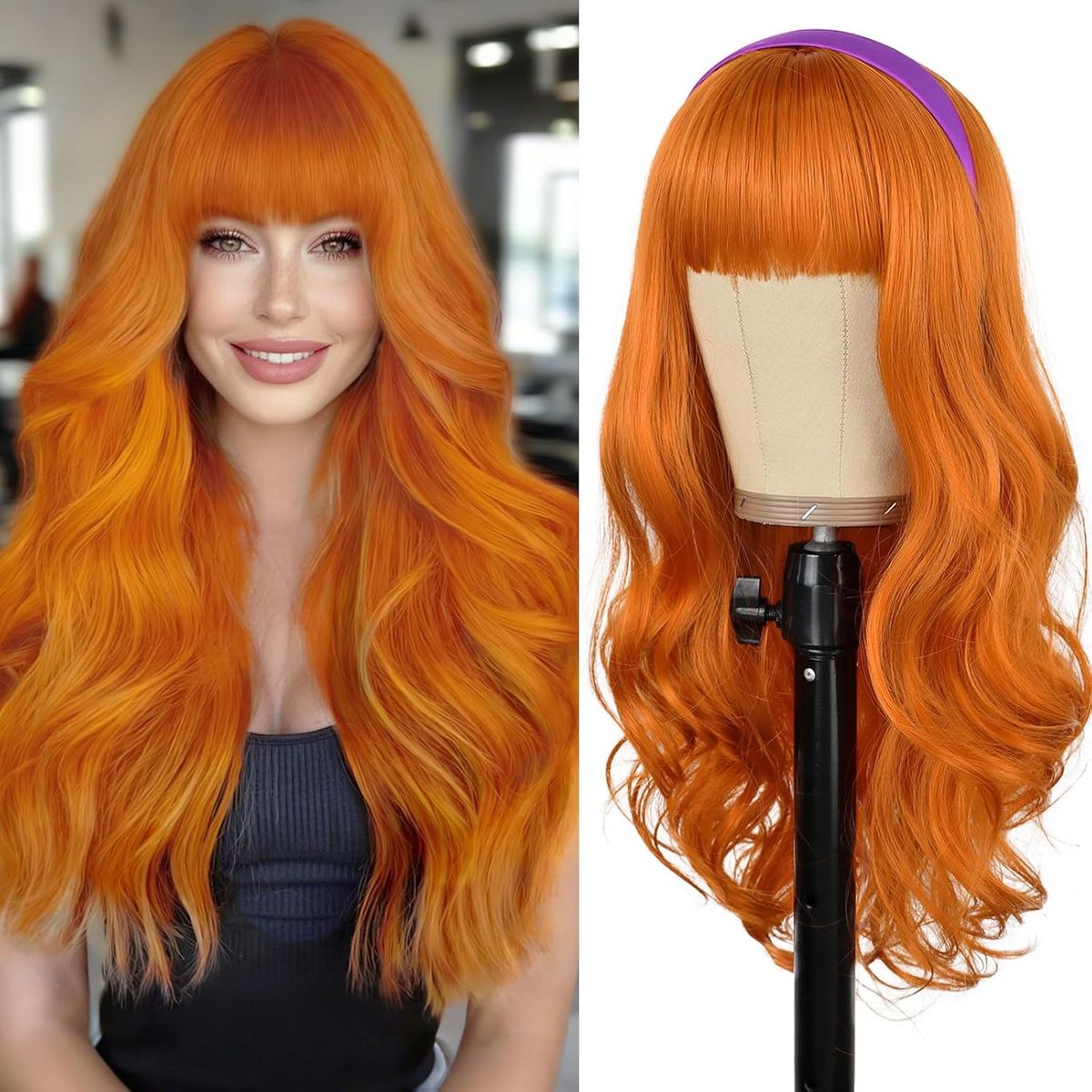 Long Orange Wig 26"