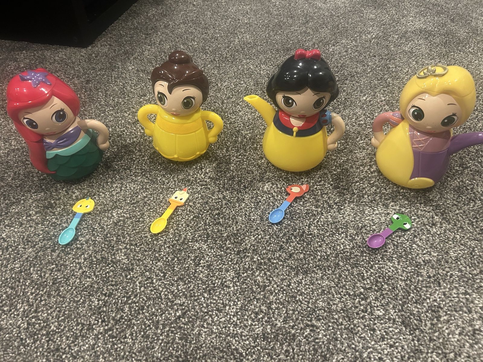 Disney Princess Tea Party Set - Ariel, Belle, Snow White, Rapunzel Tea Cups with Spoons