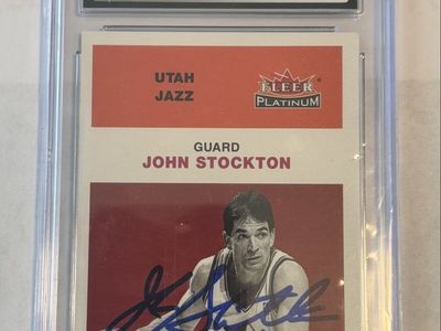 2001-02 Fleer Platinum John Stockton #39 Autographed Card - CGC x JSA Auto Grade 8