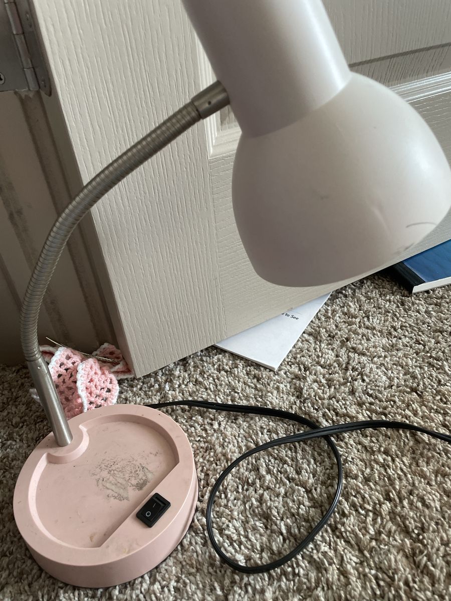 Pink and White Gooseneck Desk Lamp