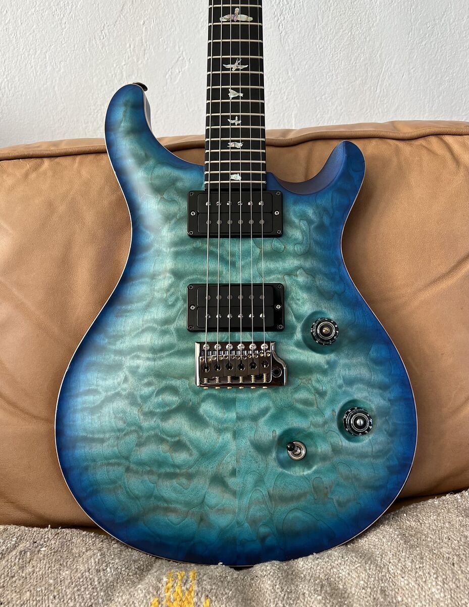 2023 PRS Custom 24 Wood Library - Satin Makena Blue - Quilt Top - Flame Neck - Ebony Fretboard