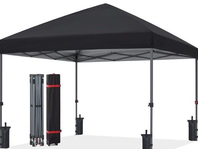 10ft x 10ft Pop-Up Canopy Tent Outdoor Shade with Roller Bag & Weight Bags, Black