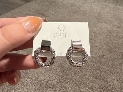 Silver 925 Plated Intertwined Hoop Earrings