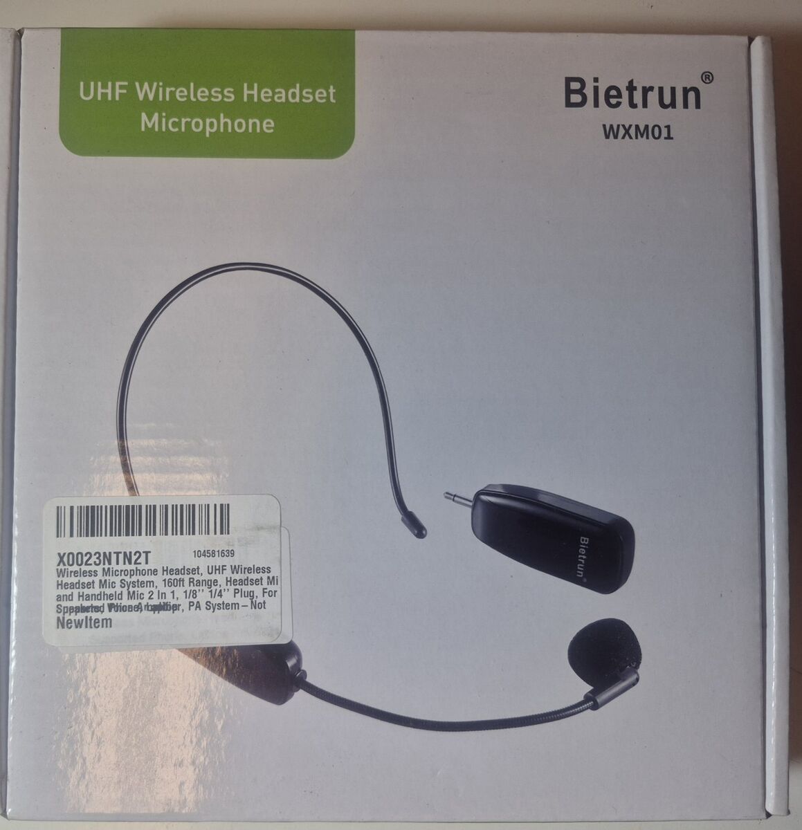Bietrun WXM01 UHF Wireless Headset Microphone