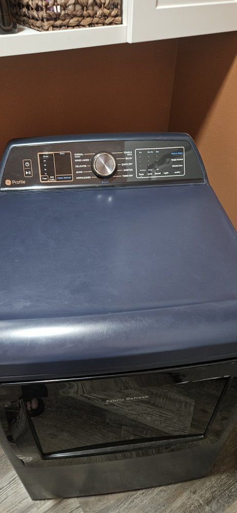 GE Profile Washer and Dryer Set Top Load Dark Finish