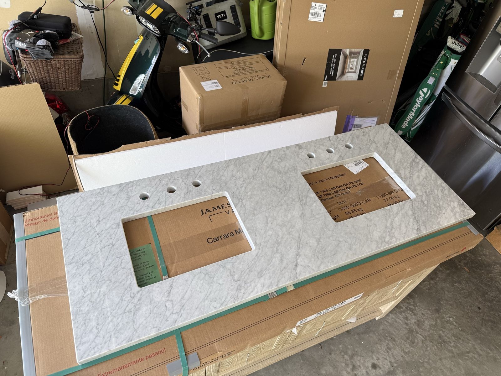 Marble Double Sink Vanity Top (Fits 60" Vanity)