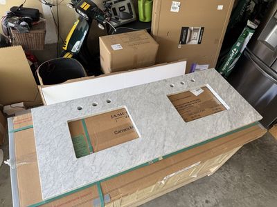 Marble Double Sink Vanity Top (Fits 60" Vanity)