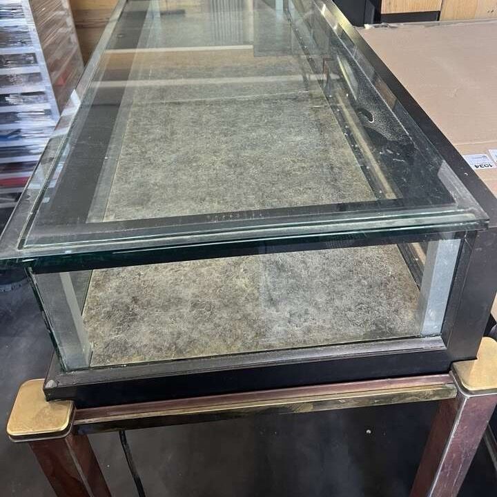 Vintage Mid-Century Modern Brass & Rosewood Display Case Coffee Table