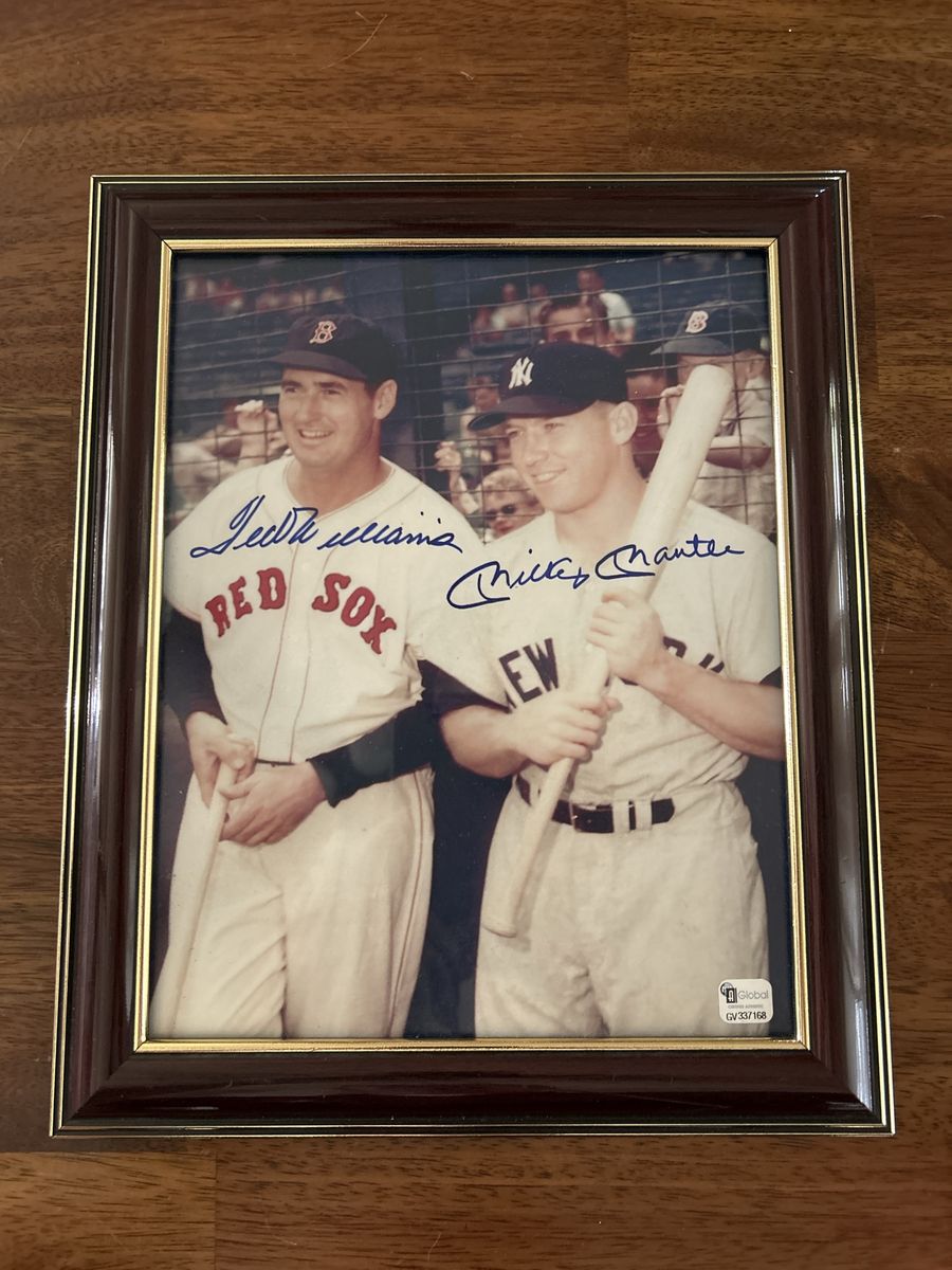 1950’s Dual Autograph Ted Williams and Mickey Mantle Hand Signed Framed 8x10 MLB Color Photo w/Certificate of Authenticity COA 