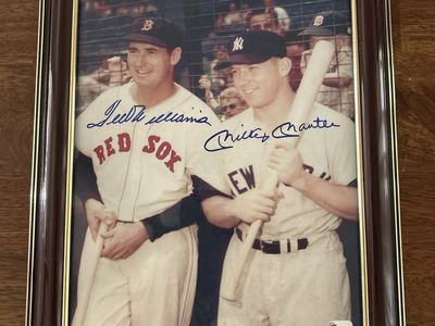 1950’s Dual Autograph Ted Williams and Mickey Mantle Hand Signed Framed 8x10 MLB Color Photo w/Certificate of Authenticity COA