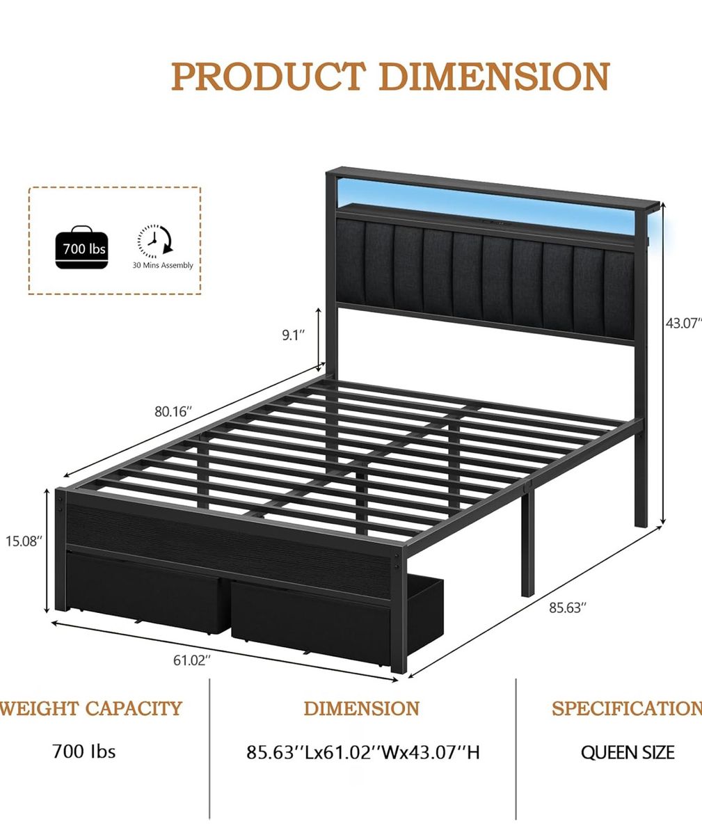 Queen Bed Frame, new in box