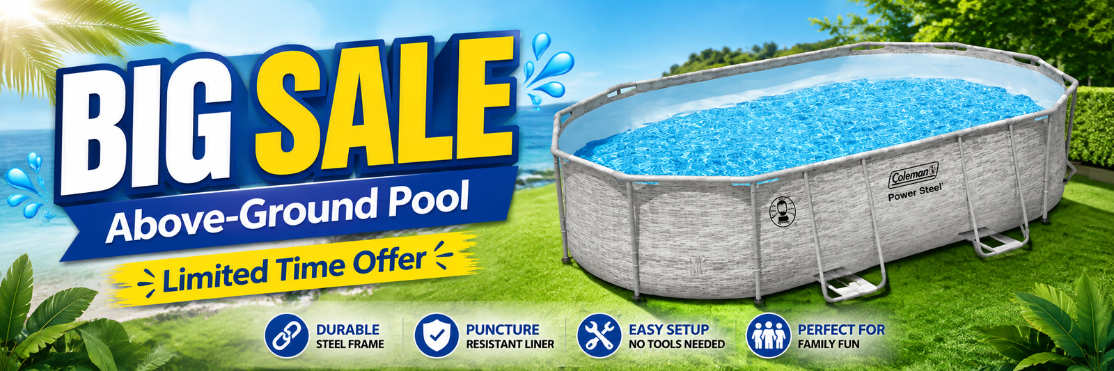 Coleman Power Steel 16x10x42 Oval Pool Set