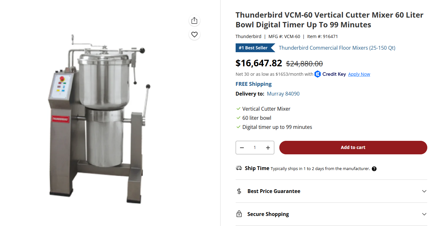 Thunderbird VCM-60 Vertical Cutter Mixer