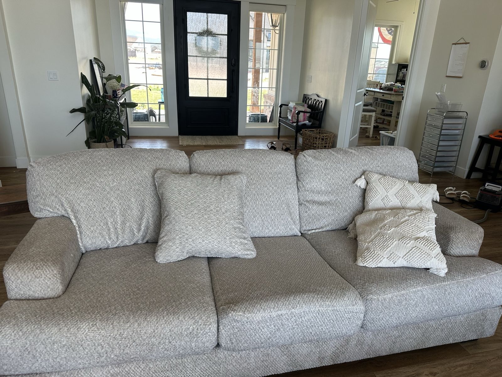 Light, fluffy soft fabric couch set