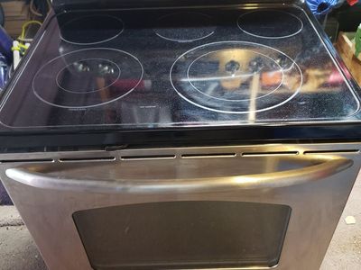 GE Electric Range Stove - Stainless Steel Glass Top Oven