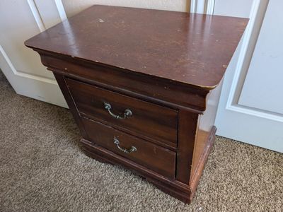 Wooden Nightstand with Two Drawers