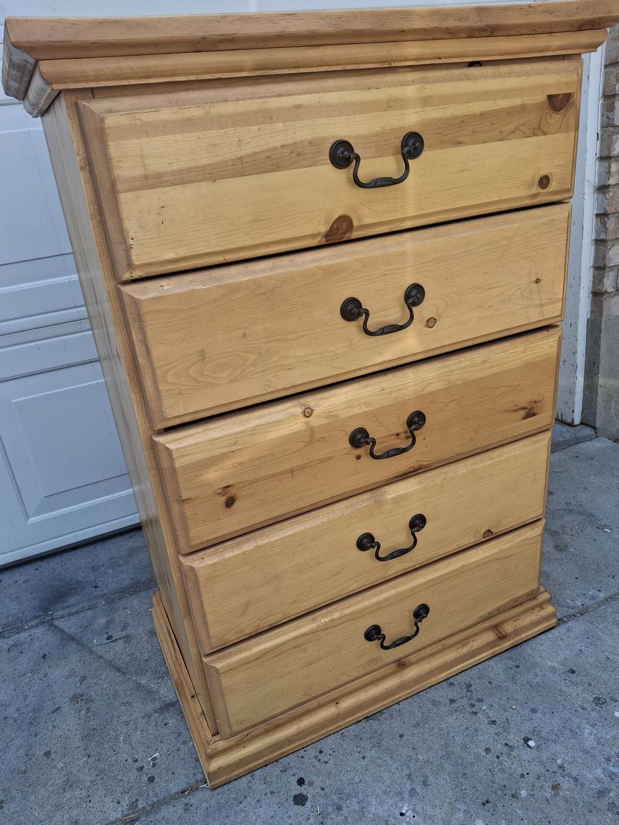 hardwood 5 drawers dresser/natural
