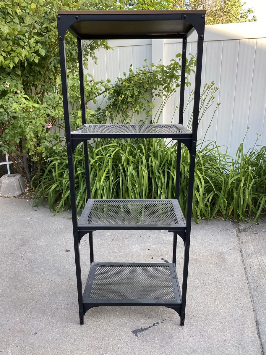 Industrial Style Metal & Wood Bookshelf Storage Rack 4-Tier Display Shelf
