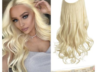 Blonde Wavy Halo Wire Hair Extensions with Clips and Accessories
