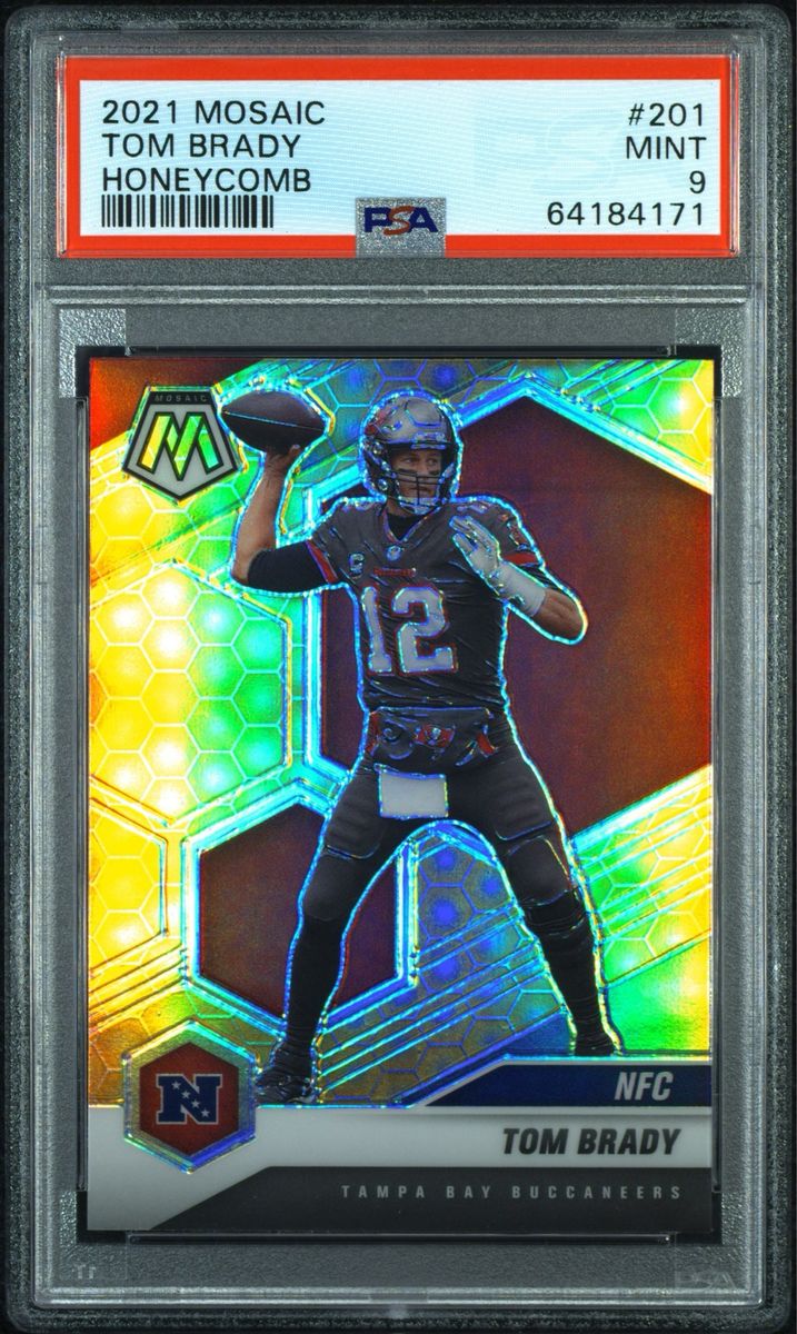 2021 Panini Mosaic Tom Brady Honeycomb #201 PSA 9 Mint Tampa Bay Buccaneers