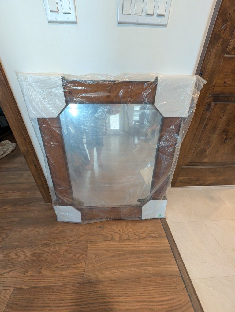Uttermost 14410B Large Brown Wood Framed Wall Mirror, New in Box