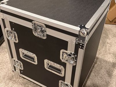 Sound Town 12U Rack Case w/ Slant Mixer Top & Casters - Road/Flight Ready Audio Equipment