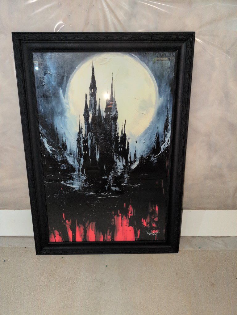 Framed Gothic Castle Full Moon Wall, limited Artist print