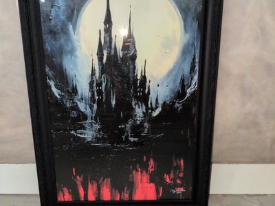 Framed Gothic Castle Full Moon Wall, limited Artist print