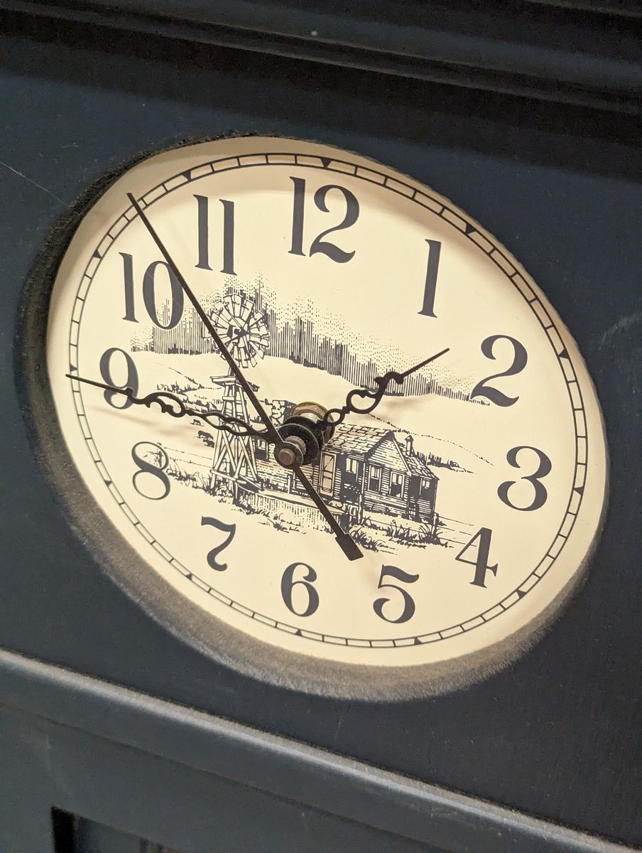 Vintage Farmhouse Shaker-Style Cabinet Clock - Distressed Blue
