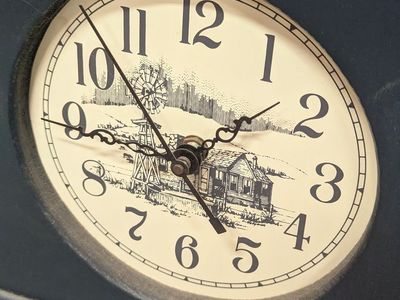 Vintage Farmhouse Shaker-Style Cabinet Clock - Distressed Blue