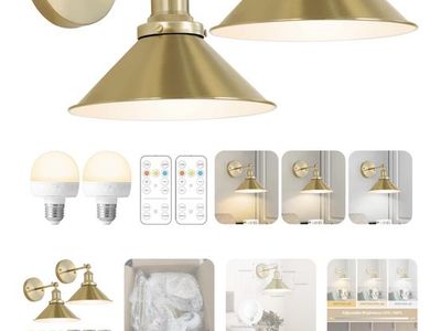 Gold Battery Operated Wall Sconce Set