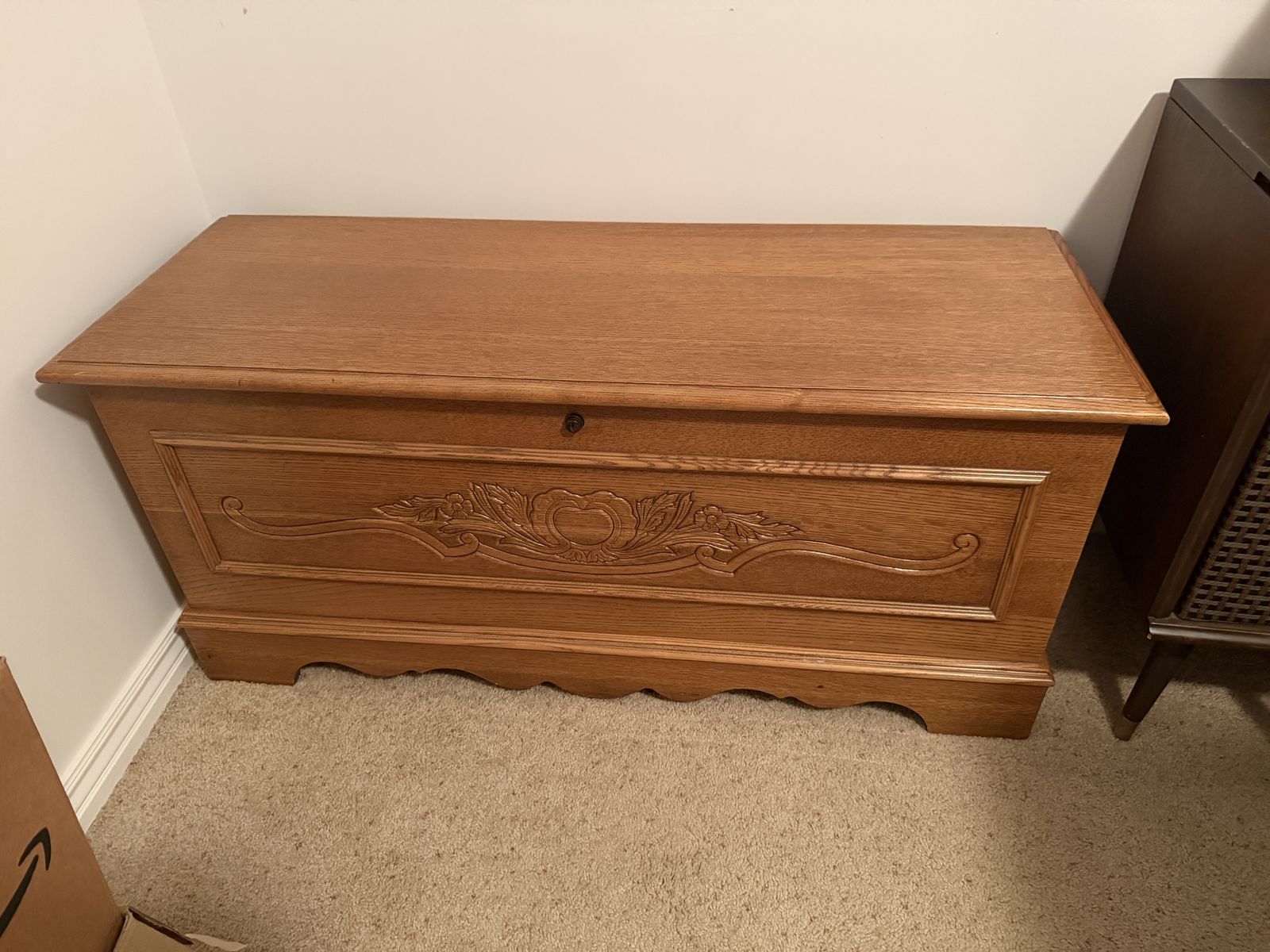 Virginia Maid by Lane Cedar Chest Blanket Box with Wood Carved Front