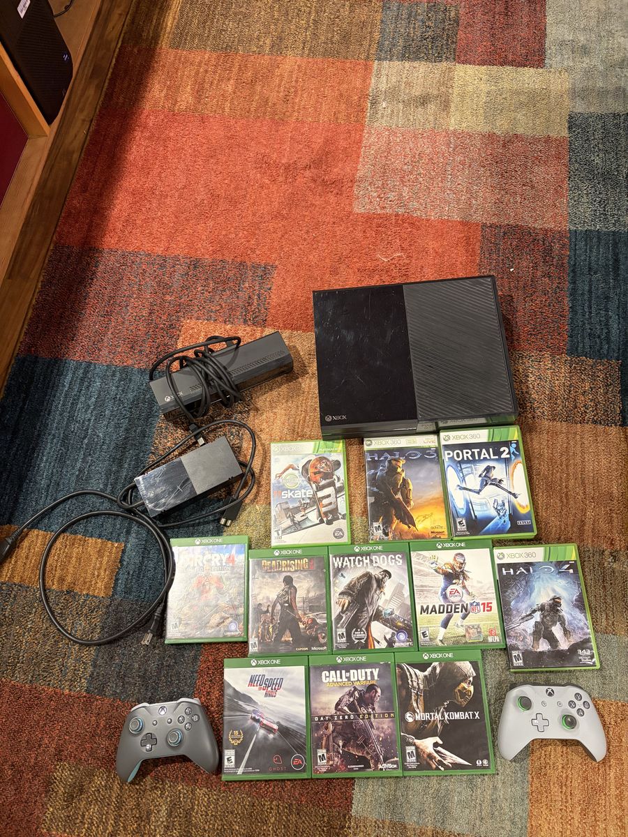 Xbox One with Kinect, Games, and Controllers