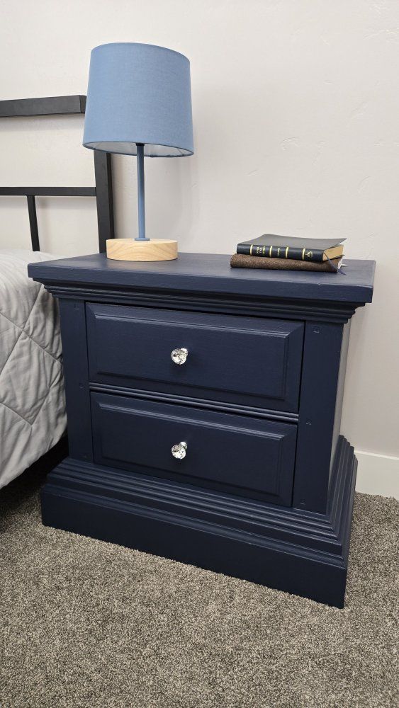 Custom Painted Navy Blue Nightstand